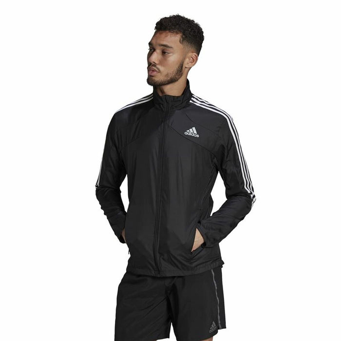 Jachetă Sport de Bărbați Adidas Marathon 3 Stripes Negru