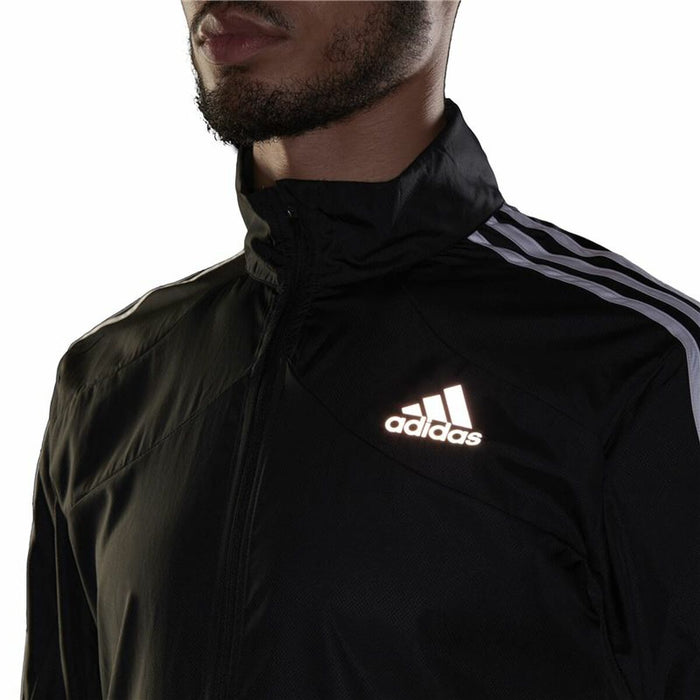 Jachetă Sport de Bărbați Adidas Marathon 3 Stripes Negru