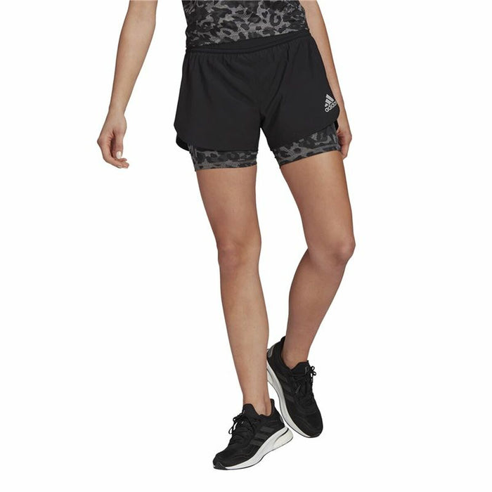 Pantaloni Scurți Sport pentru Damă Adidas Fast 2 în 1 Negru