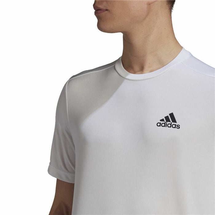 Tricou cu Mânecă Scurtă Bărbați AEROREADY Adidas Designed To Move  Alb