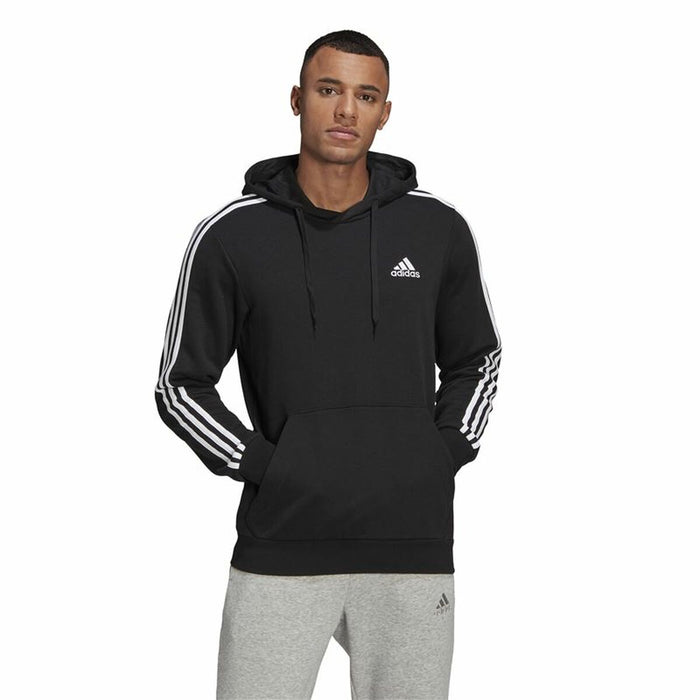 Hanorac cu Glugă Bărbați Adidas Essentials 3 Stripes Negru