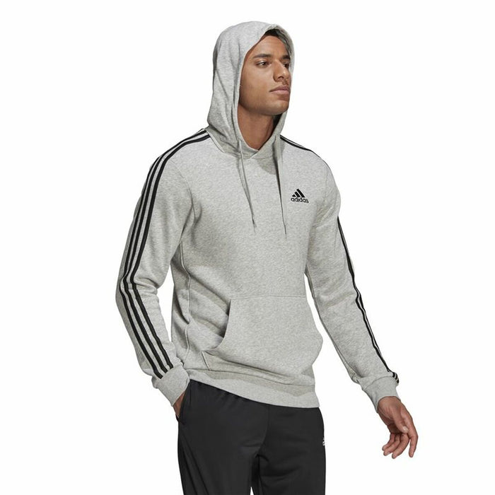 Hanorac cu Glugă Bărbați Adidas Essentials 3 Stripes Gri deschis