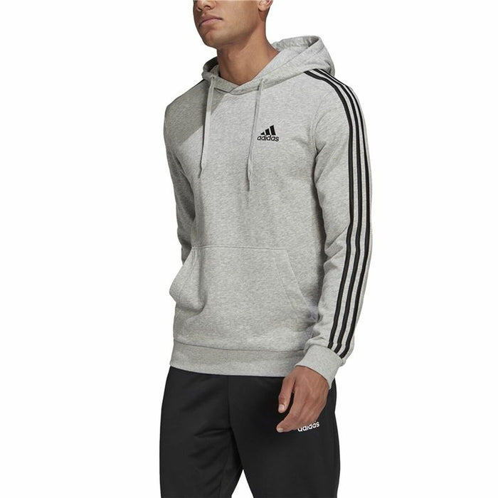Hanorac cu Glugă Bărbați Adidas Essentials 3 Stripes Gri deschis