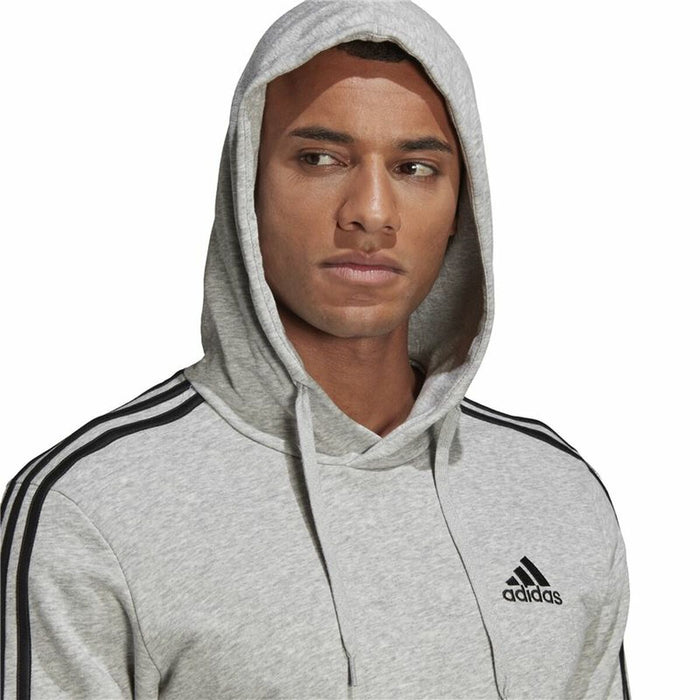Hanorac cu Glugă Bărbați Adidas Essentials 3 Stripes Gri deschis