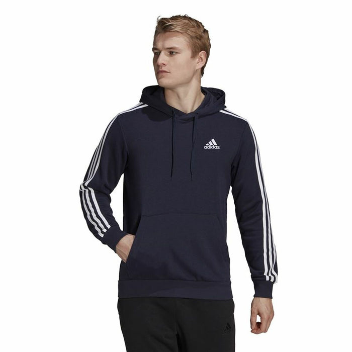 Hanorac cu Glugă Bărbați Adidas Essentials 3 Stripes Bleumarin