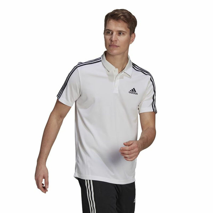 Tricou Polo cu Mânecă Scurtă Bărbați Adidas Primeblue 3 Stripes Alb