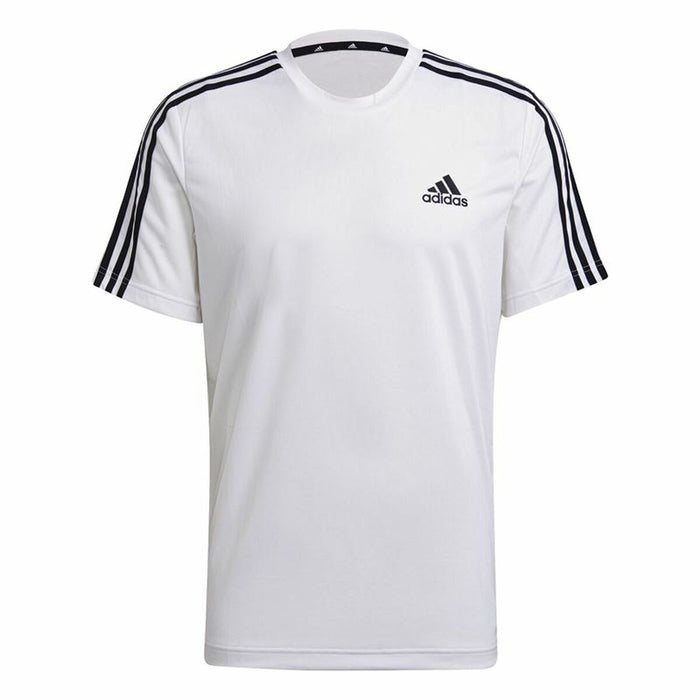 Tricou cu Mânecă Scurtă Bărbați Adidas Aeroready D2M Sport 3 Bandas Alb