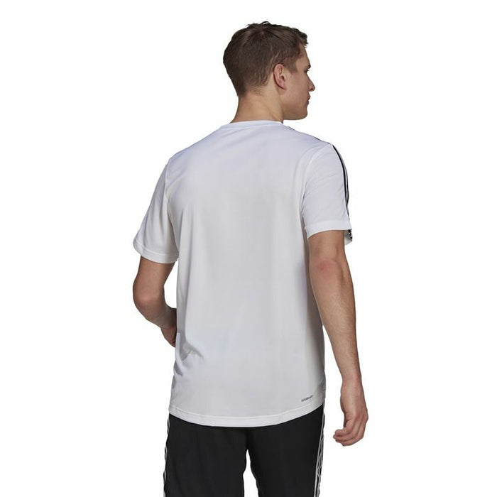 Tricou cu Mânecă Scurtă Bărbați Adidas Aeroready D2M Sport 3 Bandas Alb