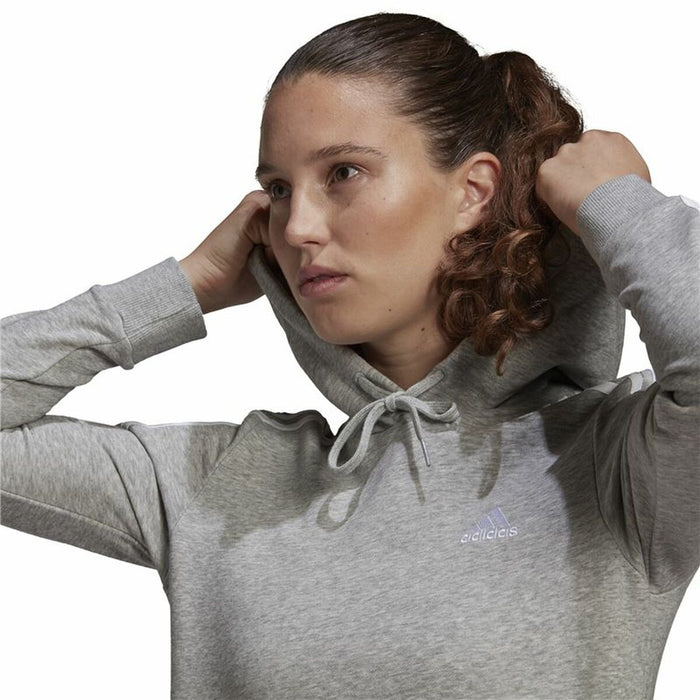 Hanorac cu Glugă Femei Adidas Essentials 3 Stripes Crooped Gri