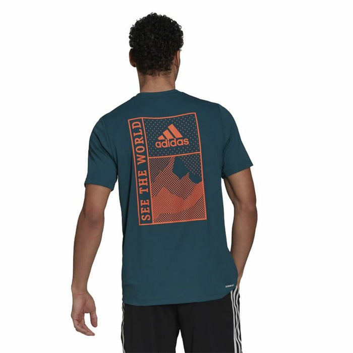 Tricou cu Mânecă Scurtă Bărbați Adidas Sportphoria Aeroready Cyan