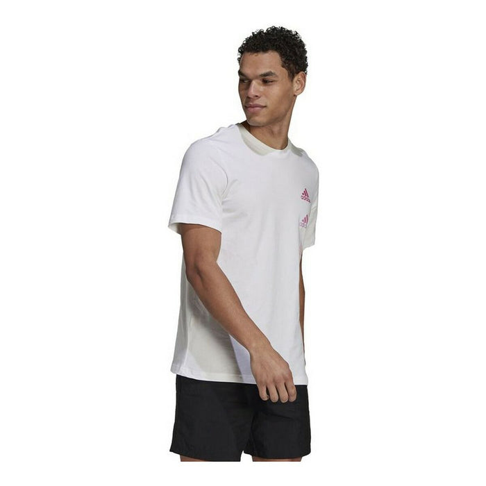 Tricou cu Mânecă Scurtă Bărbați Adidas Essentials Gradient Alb