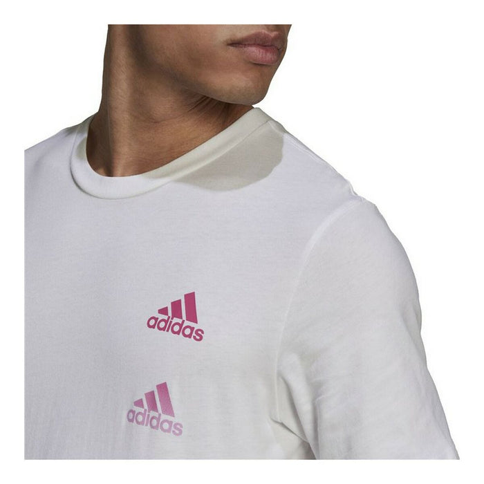 Tricou cu Mânecă Scurtă Bărbați Adidas Essentials Gradient Alb