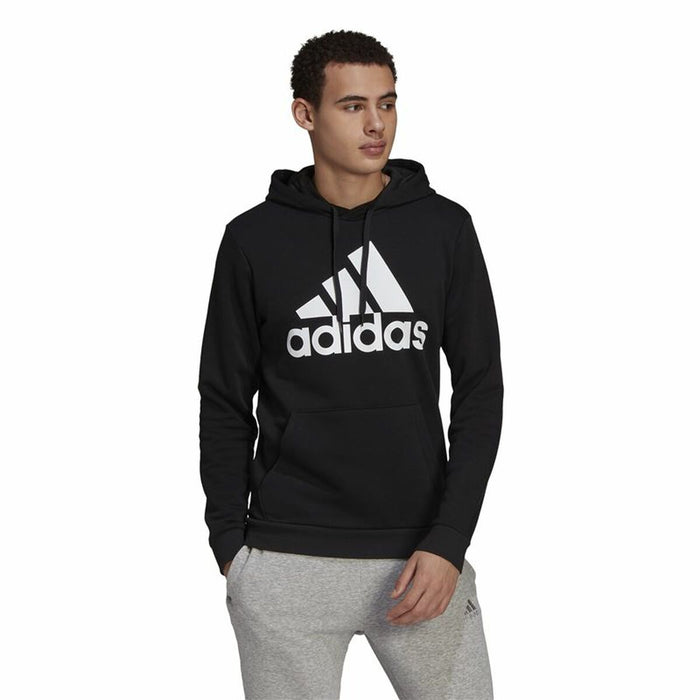 Hanorac cu Glugă Bărbați Adidas Essentials Fleece Big Logo Negru