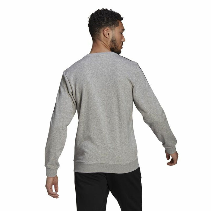 Hanorac fără Glugă Bărbați Adidas Essentials French Terry 3 Stripes Gri