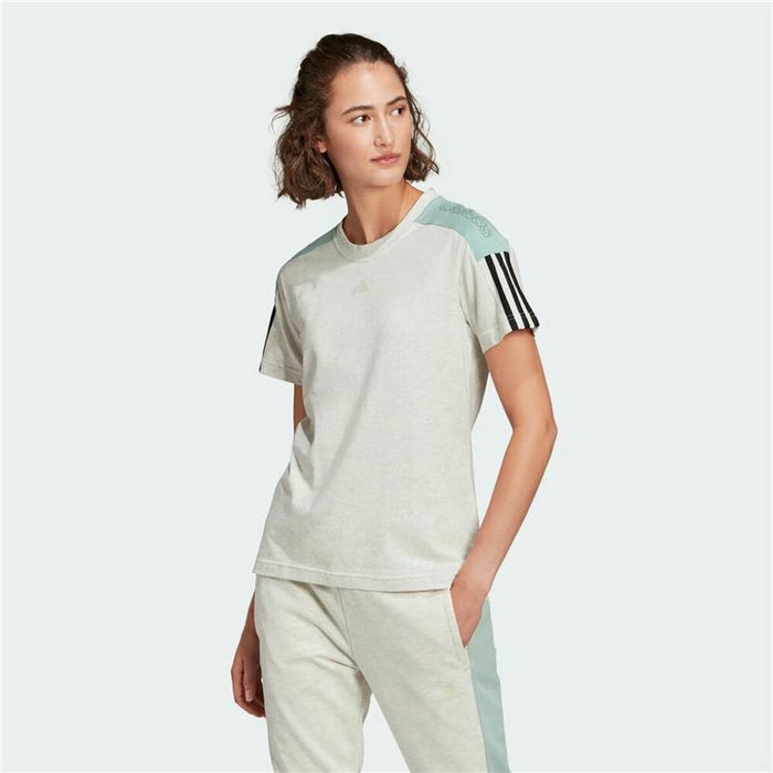 Tricou cu Mânecă Scurtă Adidas Logo Colorblock Bej