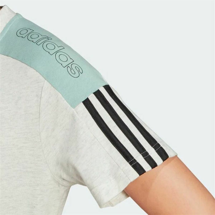 Tricou cu Mânecă Scurtă Adidas Logo Colorblock Bej