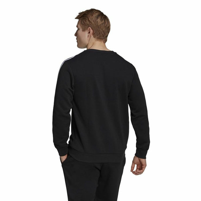Hanorac fără Glugă Bărbați Adidas Essentials 3 Stripes French Terry Negru
