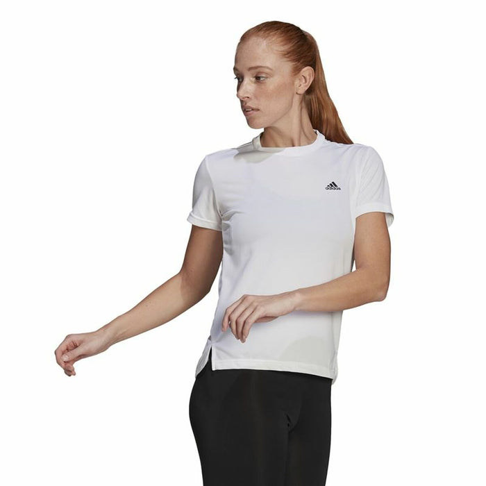 Tricou cu Mânecă Scurtă Femei Adidas Aeroready D2M 3 Stripes Alb