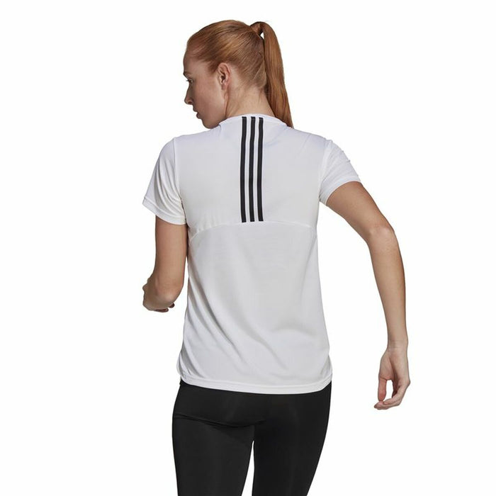 Tricou cu Mânecă Scurtă Femei Adidas Aeroready D2M 3 Stripes Alb