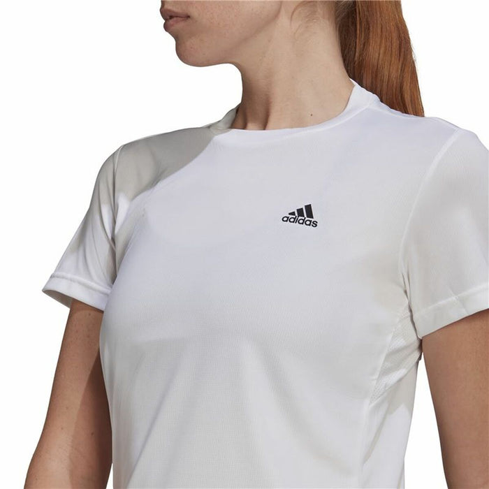 Tricou cu Mânecă Scurtă Femei Adidas Aeroready D2M 3 Stripes Alb