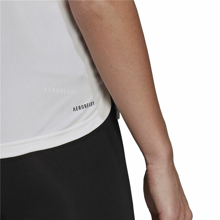 Tricou cu Mânecă Scurtă Femei Adidas Aeroready D2M 3 Stripes Alb