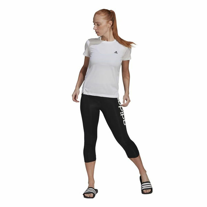 Tricou cu Mânecă Scurtă Femei Adidas Aeroready D2M 3 Stripes Alb