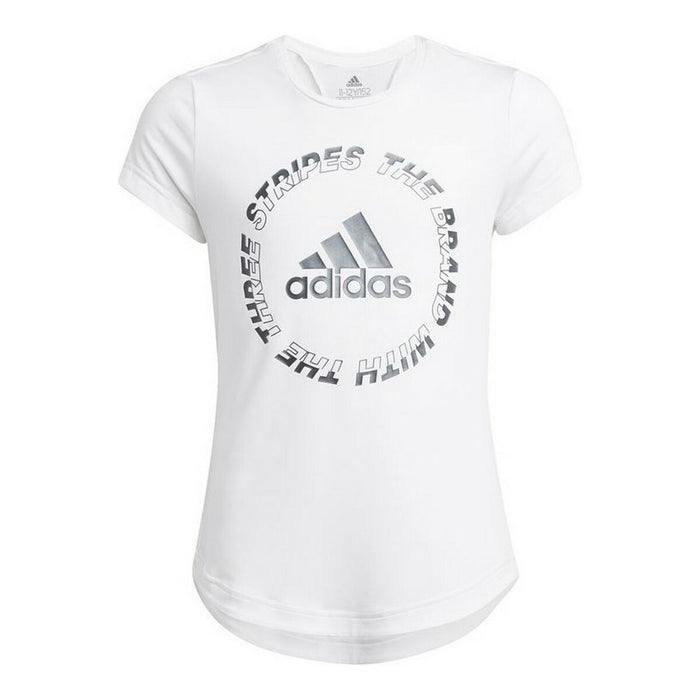 Tricou cu Mânecă Scurtă pentru Copii Adidas Aeroready Bold Alb