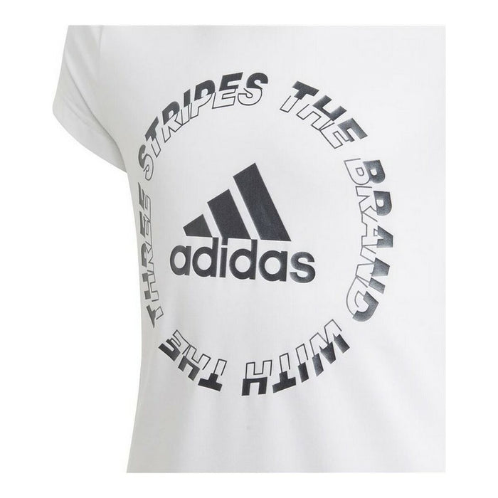 Tricou cu Mânecă Scurtă pentru Copii Adidas Aeroready Bold Alb