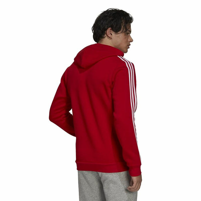Hanorac cu Glugă Bărbați Adidas Essentials Fleece 3 Stripes Roșu