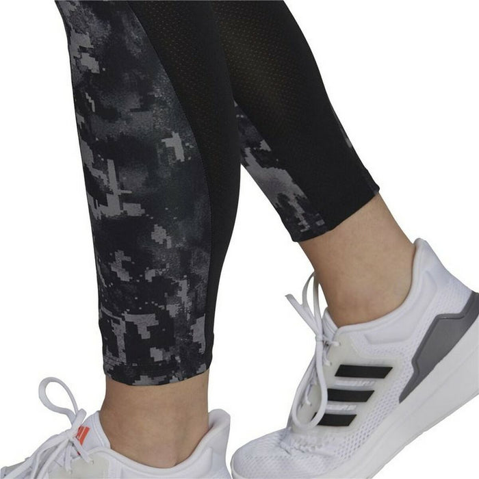Colanți Sport de Damă Adidas D2M Print High-Rise Negru