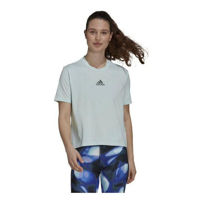 Tricou Sport cu Mânecă Scurtă Adidas Aeroready You for You Cyan Deschis