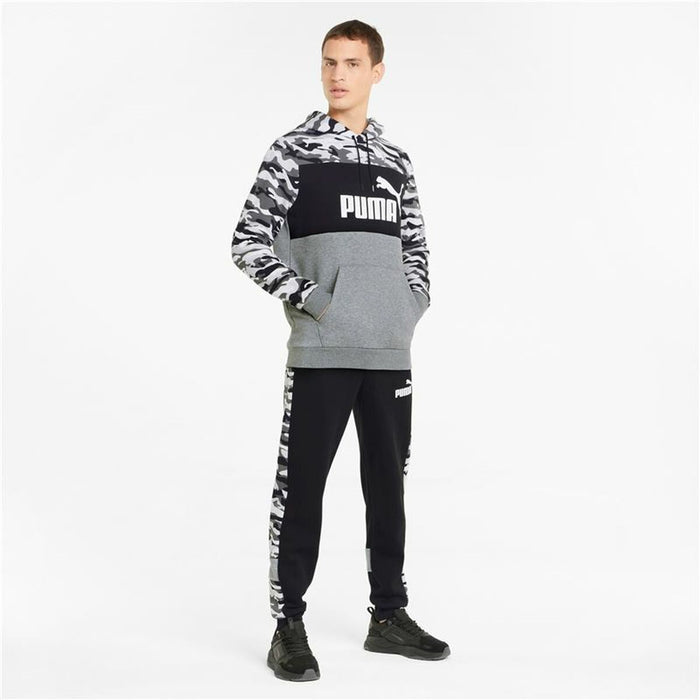 Hanorac cu Glugă Bărbați Puma ESS Camo Negru Gri Alb Camuflaj