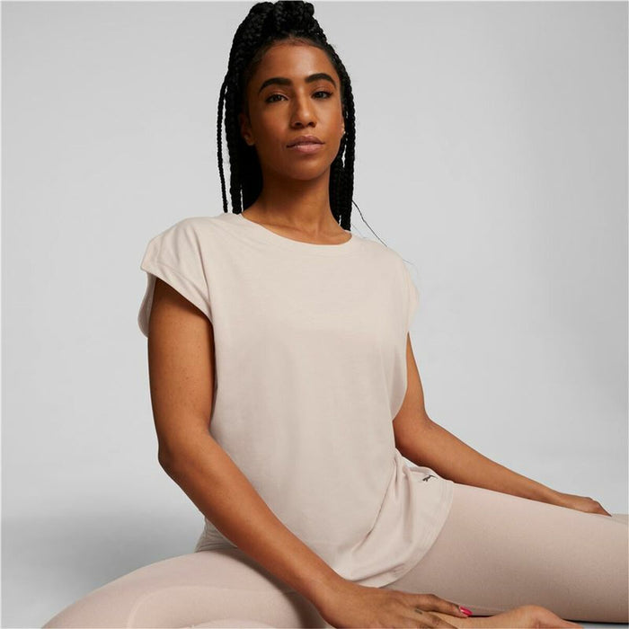 Tricou cu Mânecă Scurtă Femei Puma Studio Foundation Bej Roz deschis