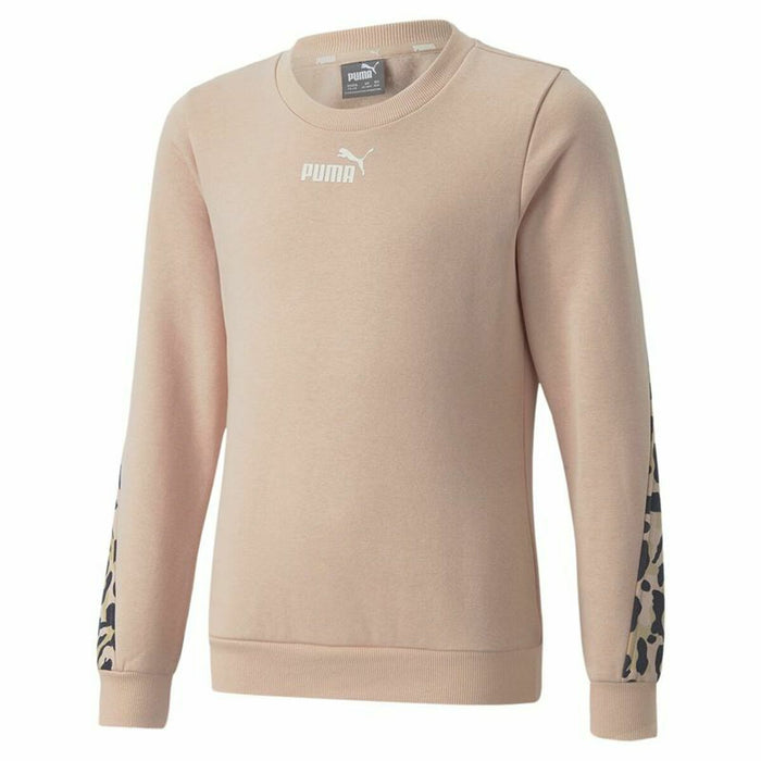 Hanorac fără glugă pentru fete Puma Alpha Crew Neck Bej Leopard Roz