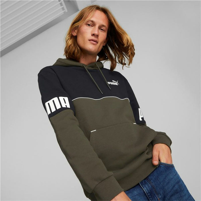 Hanorac cu Glugă Bărbați Puma Power Colorblock Verde Negru