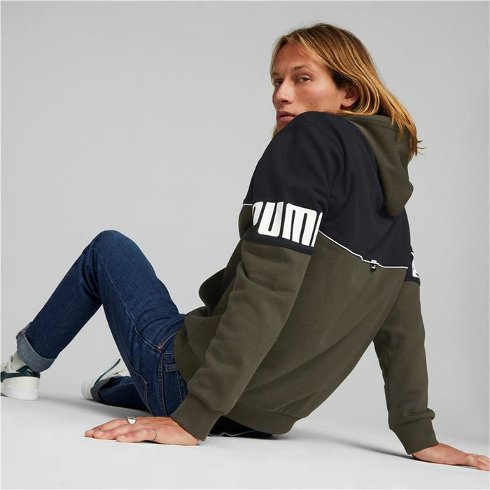 Hanorac cu Glugă Bărbați Puma Power Colorblock Verde Negru