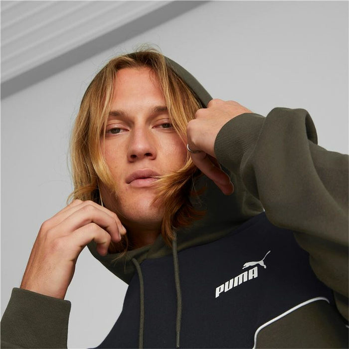Hanorac cu Glugă Bărbați Puma Power Colorblock Verde Negru