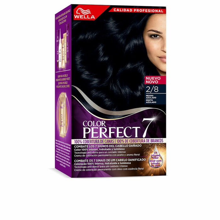 Colorare Permanentă Cremă Wella Color Pefect 7 2/8-negro azulado