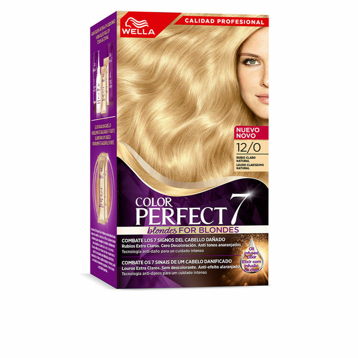 Vopsea Permanentă Wella Color Perfect 7 Nº 12/0 Păr Cărunt Blond Deschis 60 ml