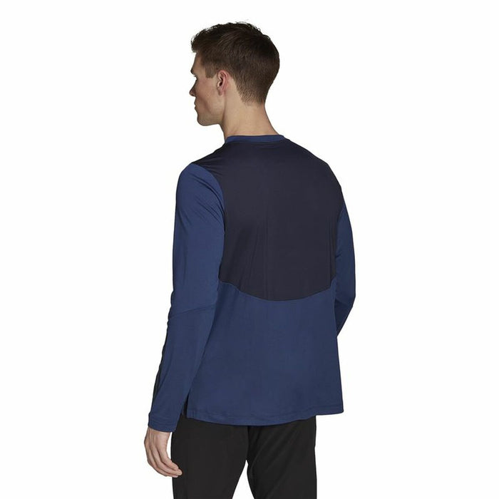 Tricou cu Mânecă Lungă Bărbați Adidas Training 1/4-Zip Albastru închis