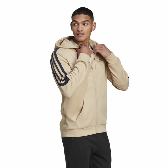 Hanorac cu Glugă și Fermoar Bărbați Adidas Future Icons 3 Bandas Bej
