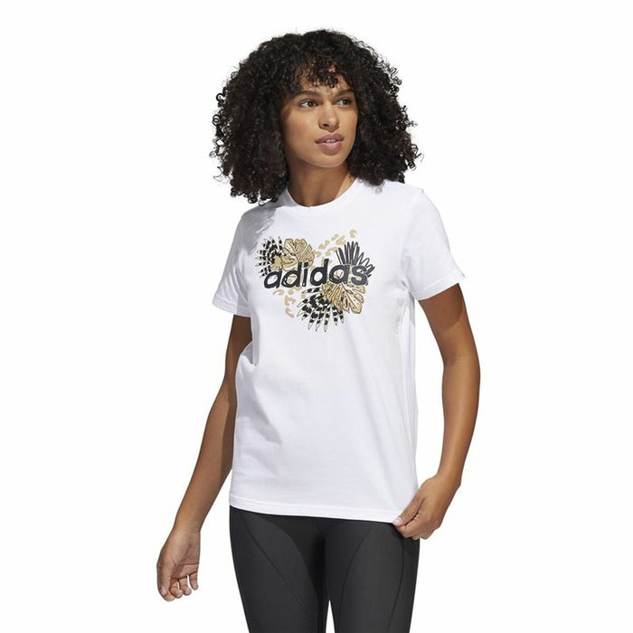 Tricou cu Mânecă Lungă Femei Adidas Print Graphic Alb