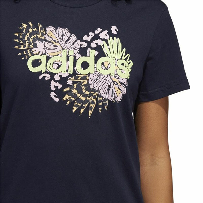 Tricou cu Mânecă Scurtă Femei Adidas Farm Print Graphic Albastru închis