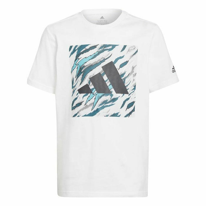 Tricou cu Mânecă Scurtă pentru Copii Adidas Water Tiger Graphic Alb
