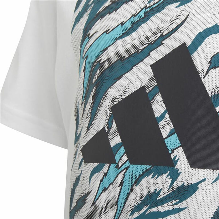 Tricou cu Mânecă Scurtă pentru Copii Adidas Water Tiger Graphic Alb