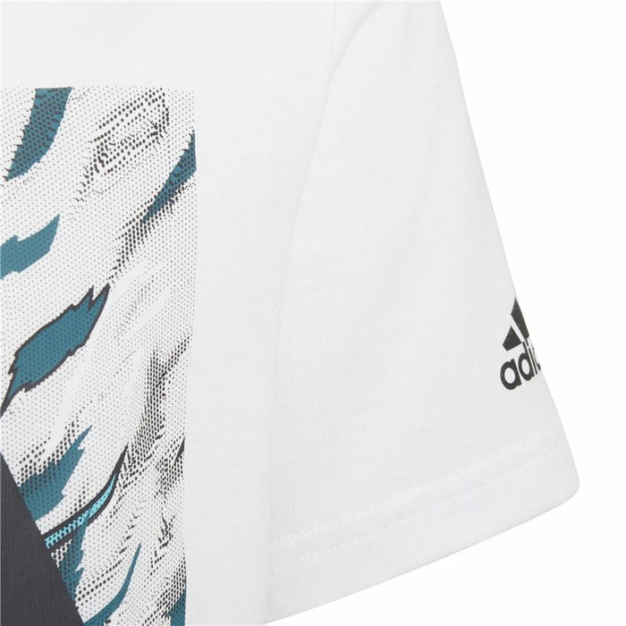 Tricou cu Mânecă Scurtă pentru Copii Adidas Water Tiger Graphic Alb