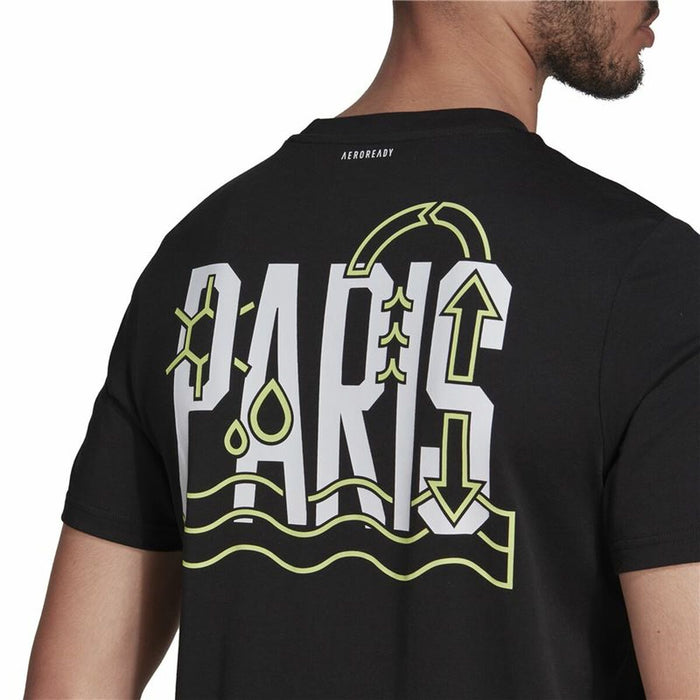 Tricou cu Mânecă Scurtă Bărbați Adidas Aeroready Paris Graphic Tenis Negru