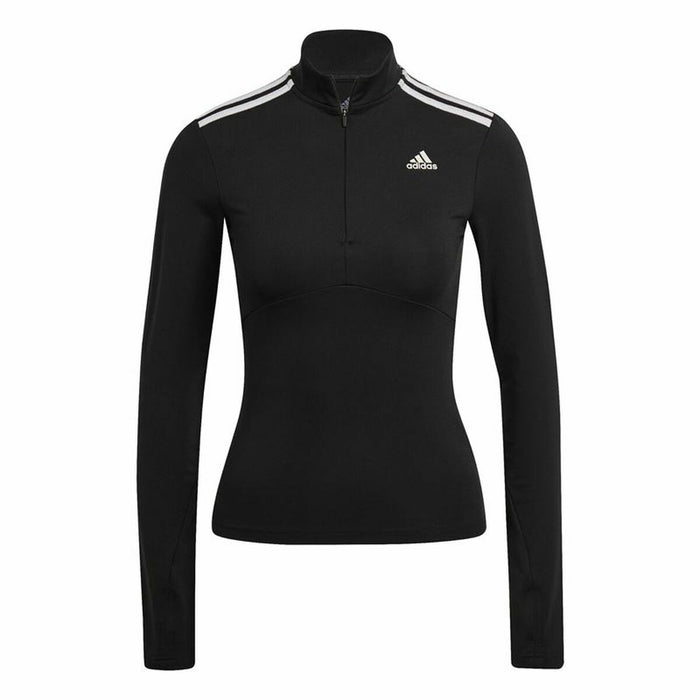 Tricou cu Mânecă Lungă de Damă  Zíper 3/4 Adidas Hyperglam Negru