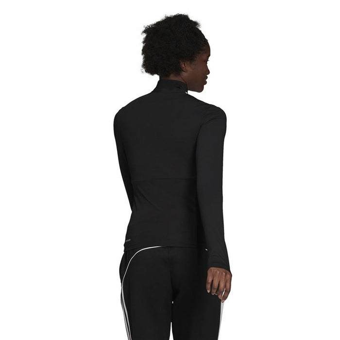 Tricou cu Mânecă Lungă de Damă  Zíper 3/4 Adidas Hyperglam Negru