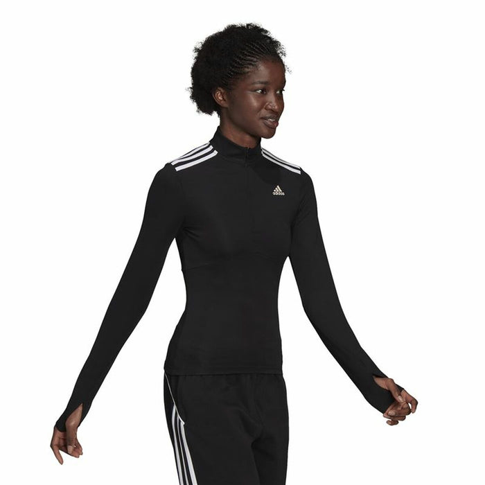 Tricou cu Mânecă Lungă de Damă  Zíper 3/4 Adidas Hyperglam Negru